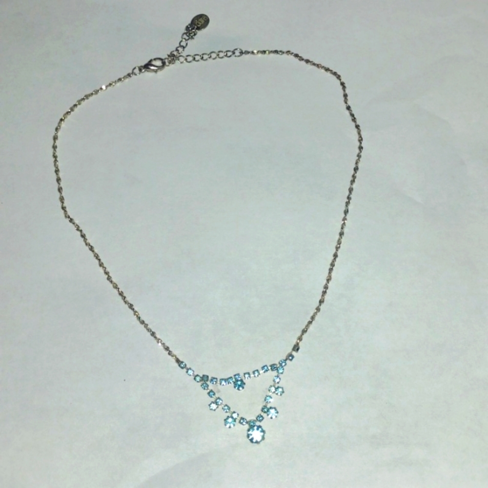 Claire's Blue Rhinestone SilverNecklace